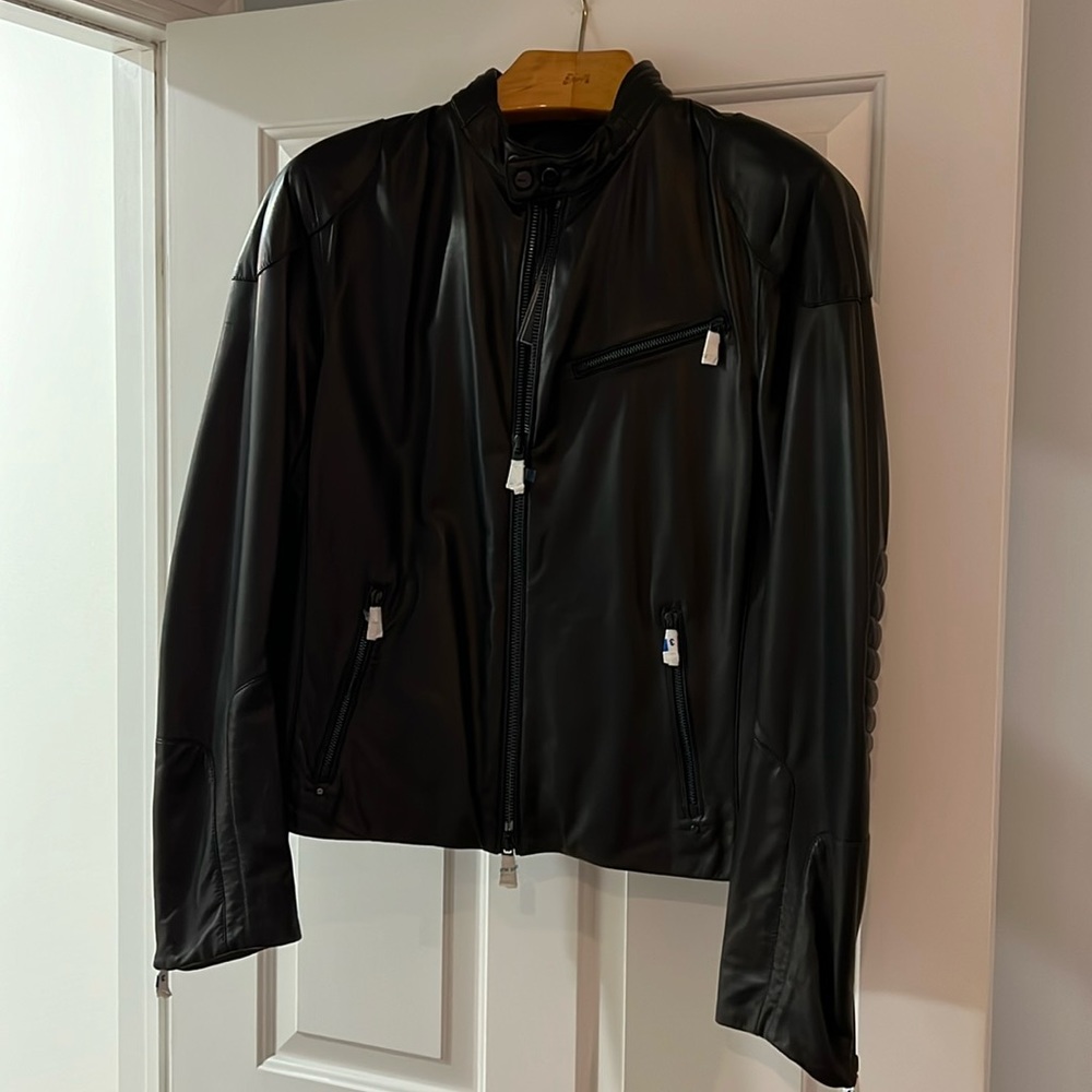 Ralph Lauren made in Italy black leather jacket